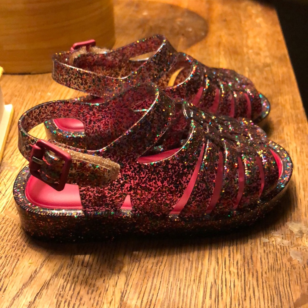 Mini Melissa Jelly Rainbow Glitter Sandals Size 7